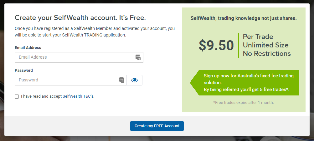 Sign up for selfwealth